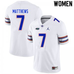 Women's Florida Gators #7 Luke Matthews NCAA Nike White Authentic Stitched College Football Jersey YAX8462UV